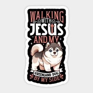 Jesus and dog - Greenland Dog Sticker